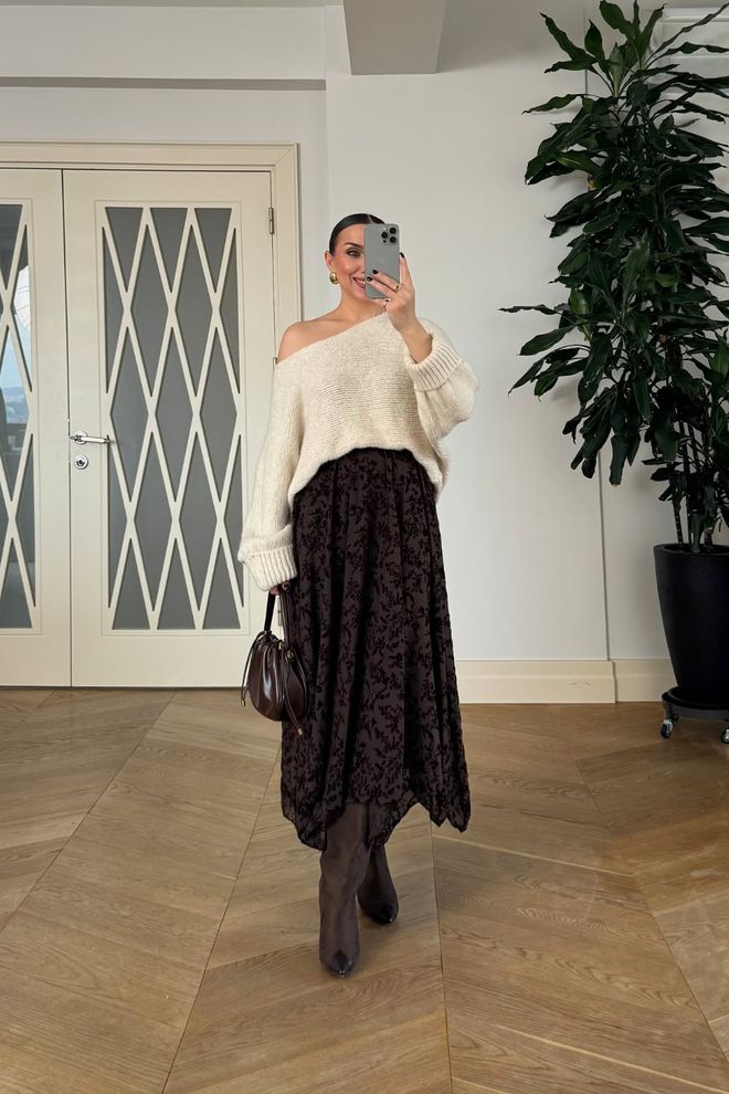 Tuba Black Boho Elegant Asymmetrical Midi Skirt Wholesale Clothing Spring