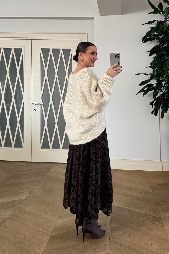 Tuba Black Boho Elegant Asymmetrical Midi Skirt Wholesale Clothing Boho