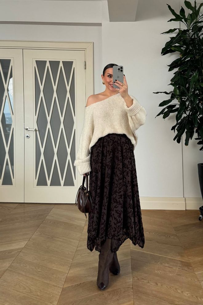 Tuba Black Boho Elegant Asymmetrical Midi Skirt Wholesale Clothing Lounge