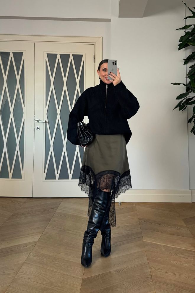 Tuba Khaki Asymmetrical Midi Skirt Wholesale Clothing Sexy