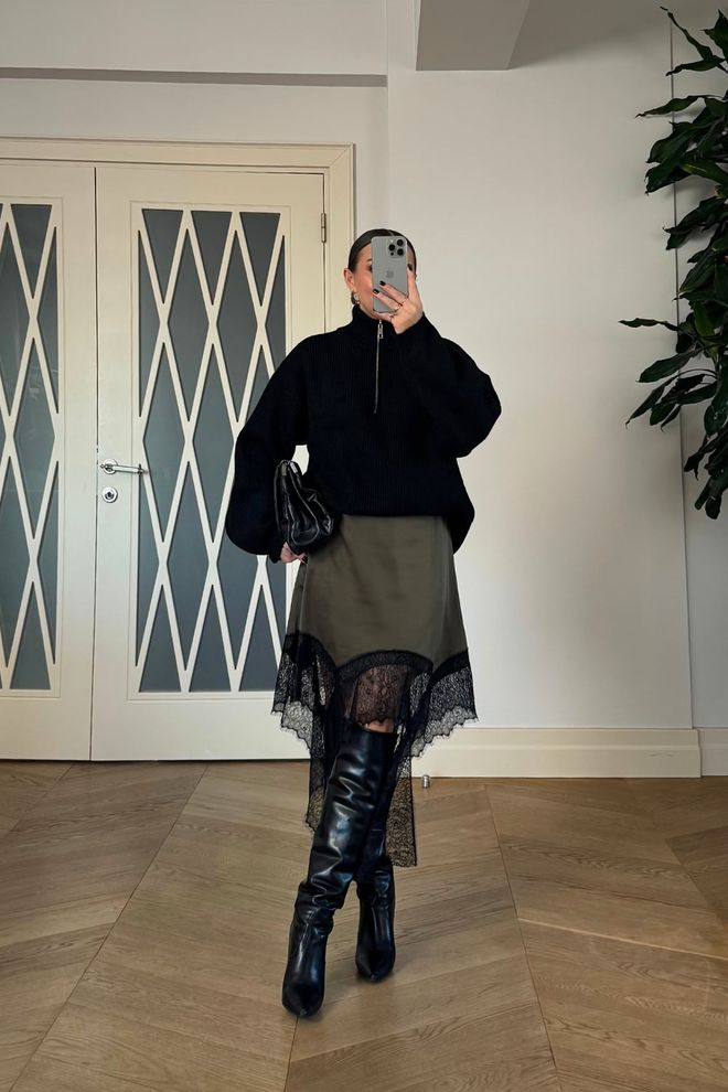 Tuba Khaki Asymmetrical Midi Skirt Wholesale Clothing 5