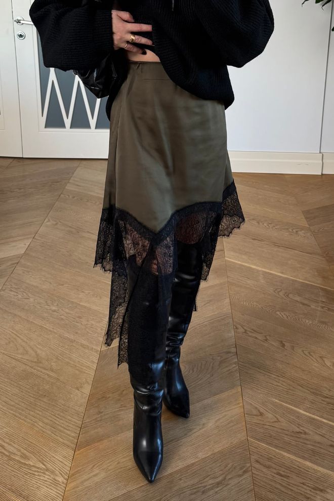 Tuba Khaki Asymmetrical Midi Skirt Wholesale Clothing Work