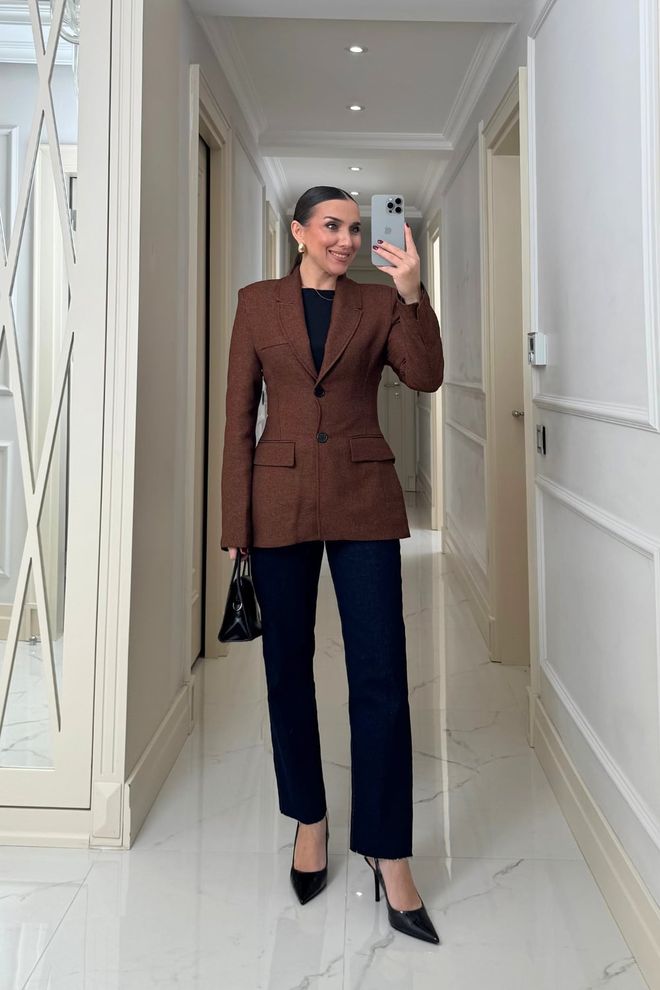 Tuba Brown Single Breasted Blazer Jacket Wholesale Clothing 5