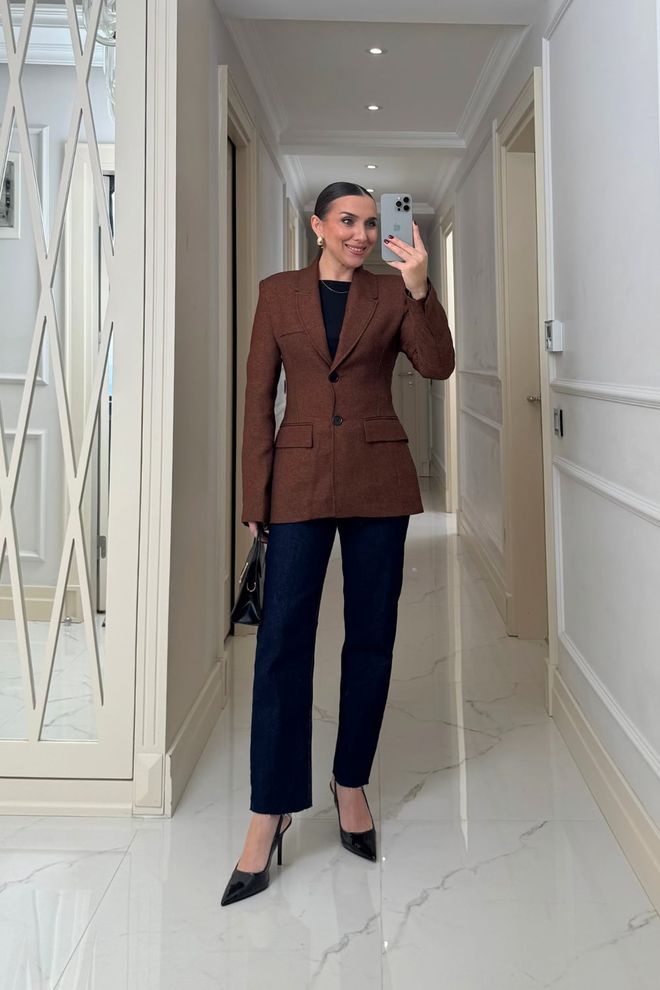 Tuba Brown Single Breasted Blazer Jacket Wholesale Clothing 1