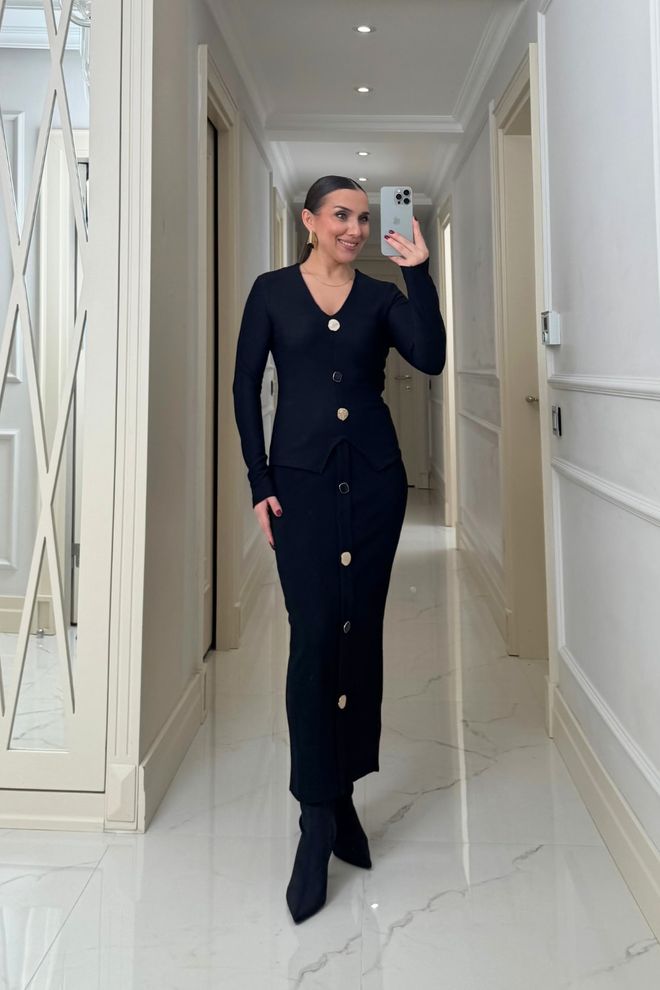 Tuba Black Elegant Formal Pencil Maxi Skirt Wholesale Clothing Work