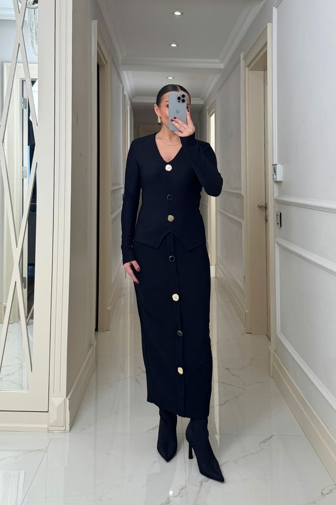 Tuba Black Elegant Formal Pencil Maxi Skirt Wholesale Clothing 1