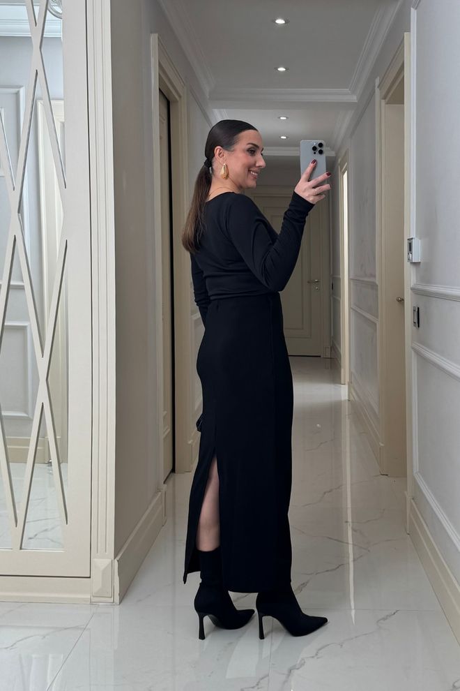 Tuba Black Elegant Formal Pencil Maxi Skirt Wholesale Clothing Formal