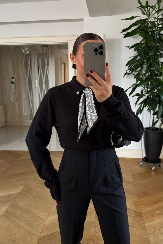 Tuba Black Elegant High Waist Tapered Pants Wholesale Clothing Cocktail