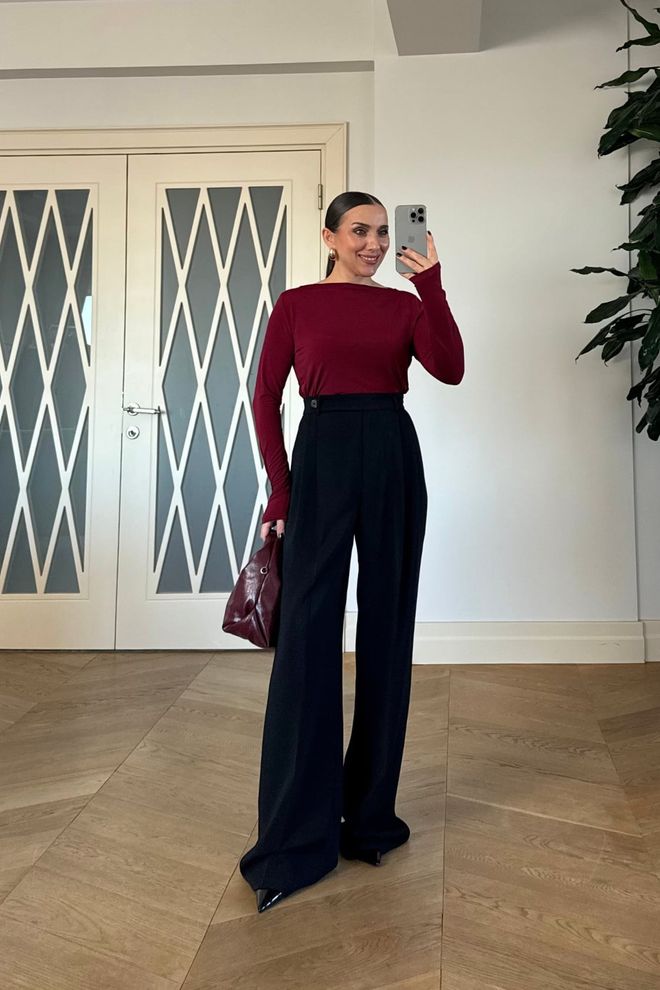 Tuba Black Elegant Formal Palazzo Pants Wholesale Clothing Spring