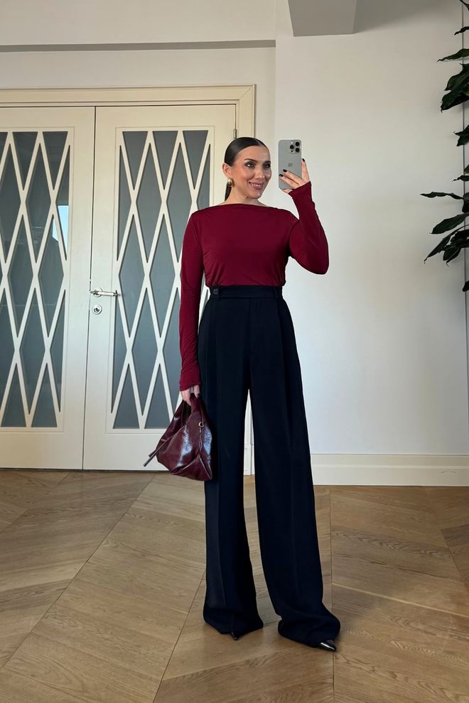 Tuba Елегантен Официален Палацо Панталон Черен Дрехи на едро Небрежен