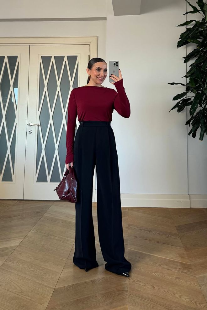 Tuba Black Elegant Formal Palazzo Pants Wholesale Clothing 1