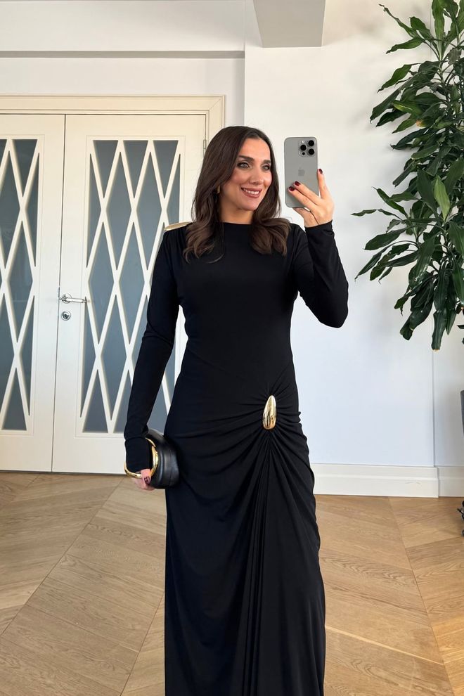 Tuba Elegant Black Sheath Dress With Long Sleeves Wholesale Clothing Wedding