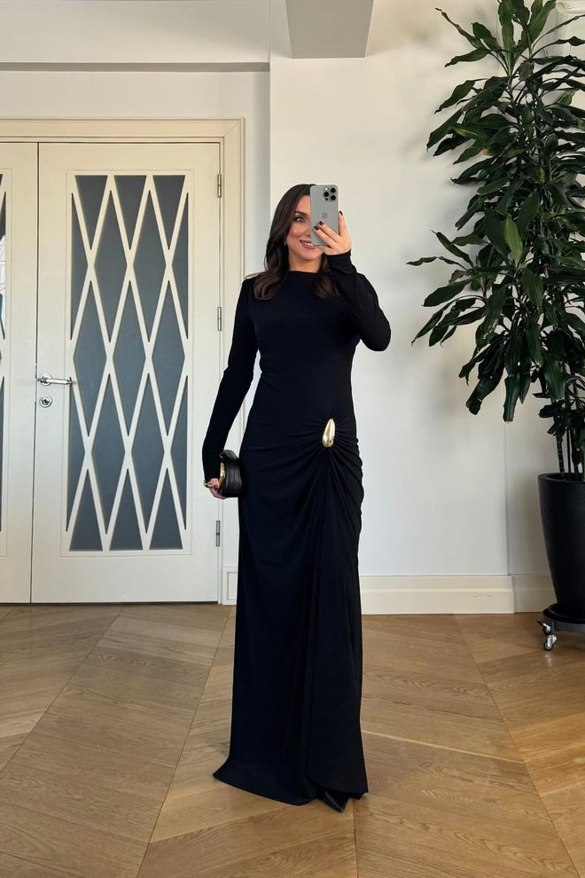 Tuba Elegant Black Sheath Dress With Long Sleeves Wholesale Clothing Spring