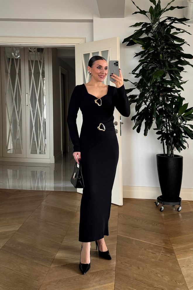 Tuba Czarna Sukienka Bodycon Z Kochaną Szyją Maxi Hurtowa sprzedaż odzieży Seksowny