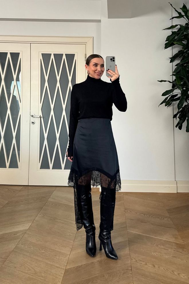 Tuba Falda Negro Elegante Formal Sexy Asimétrico Midi Cintura Alta Ropa al por mayor Sexy