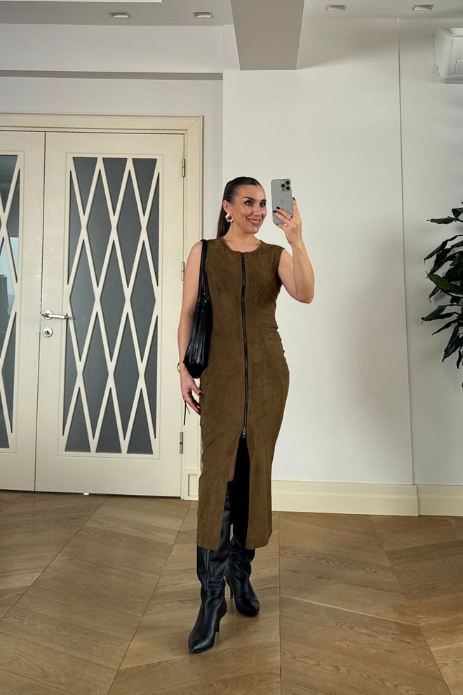 Tuba Brown Sleeveless Elegant Sheath Dress Wholesale Clothing Sexy