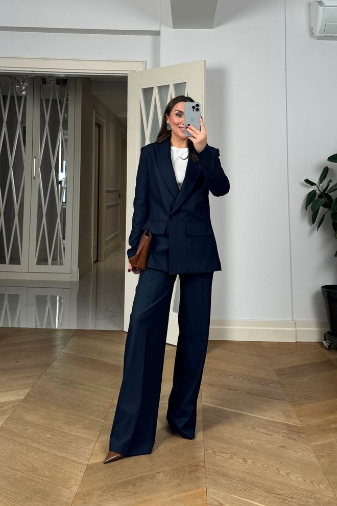 Tuba Navy Blue Striped Formal Suit Wholesale Clothing Formal