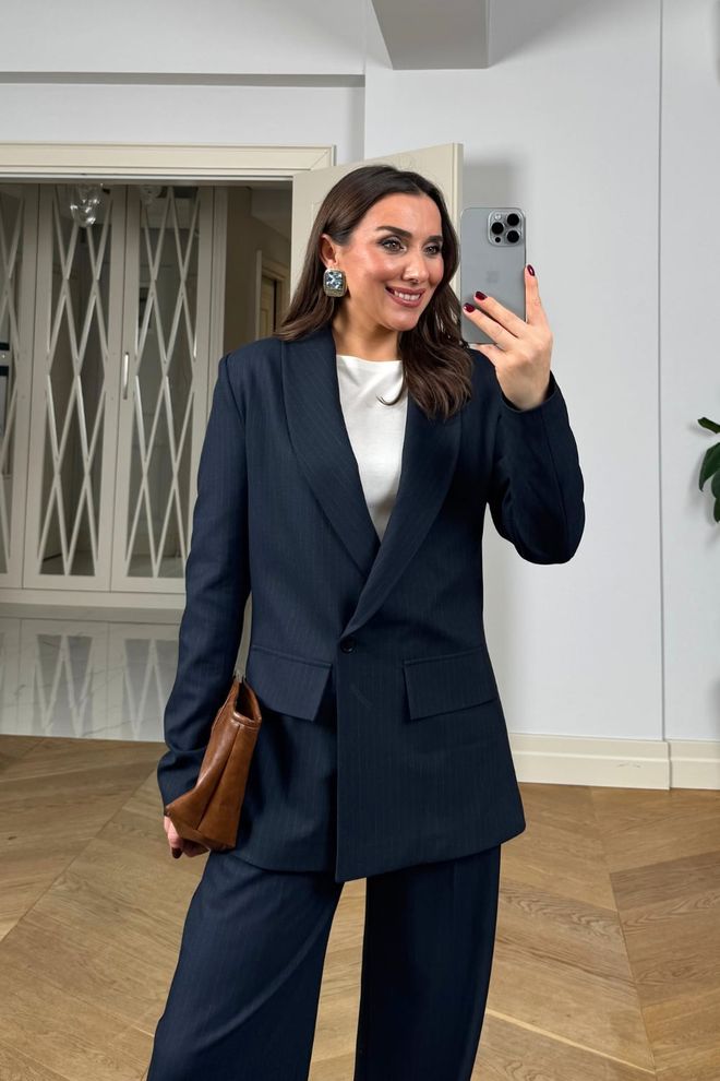 Tuba Navy Blue Striped Formal Suit Wholesale Clothing 8