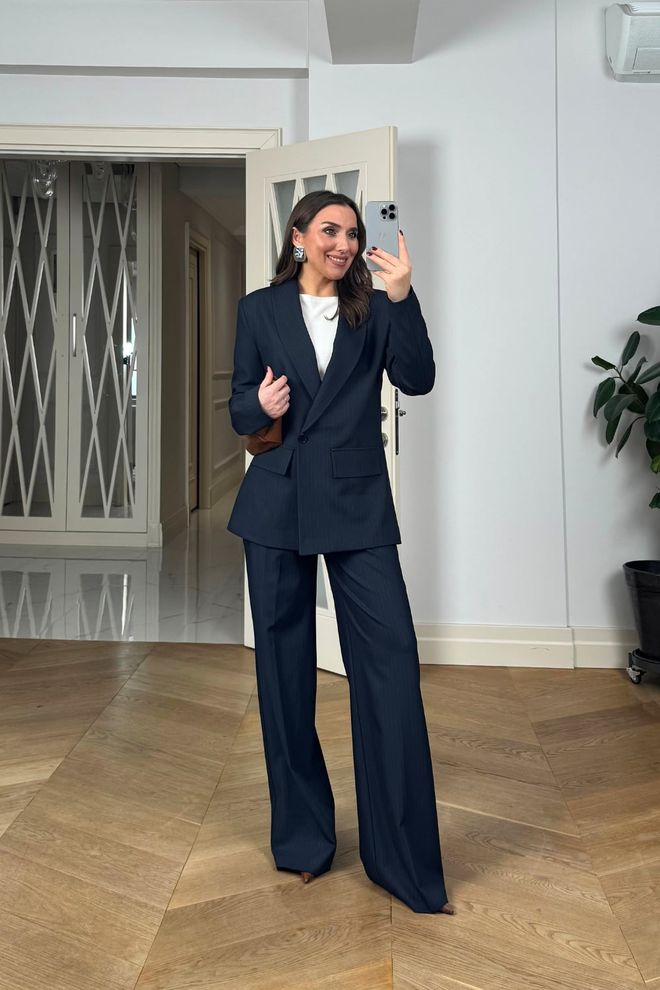 Tuba Navy Blue Striped Formal Suit Wholesale Clothing 5