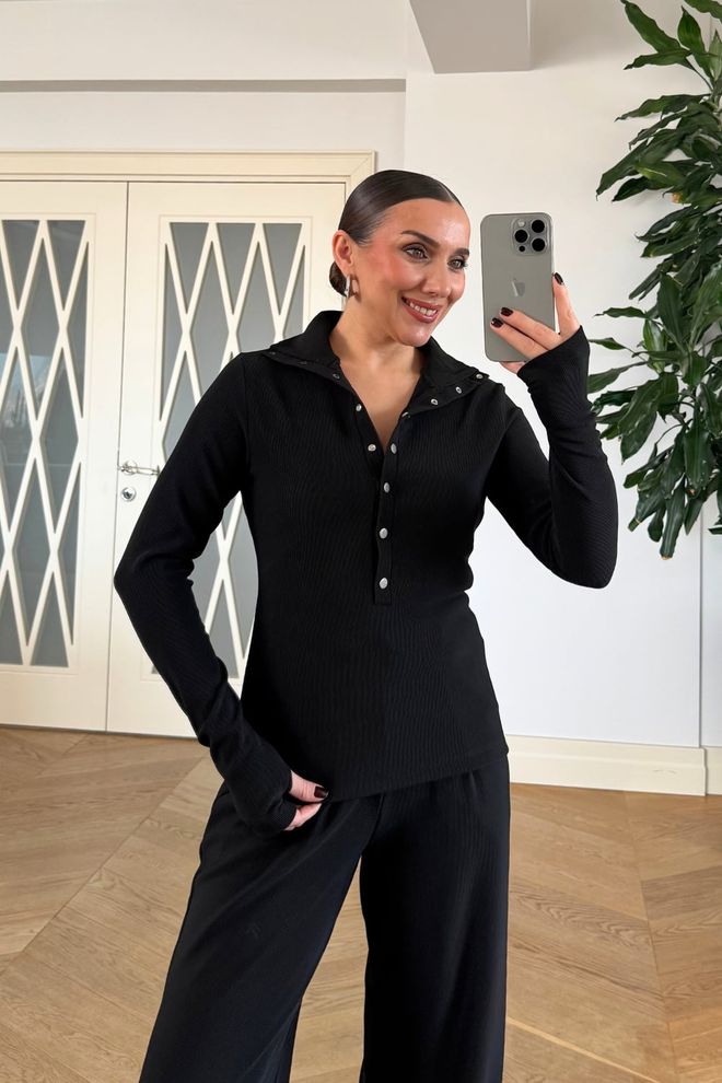 Tuba Black Casual Elegant Slim Fit Cardigan Wholesale Clothing Work