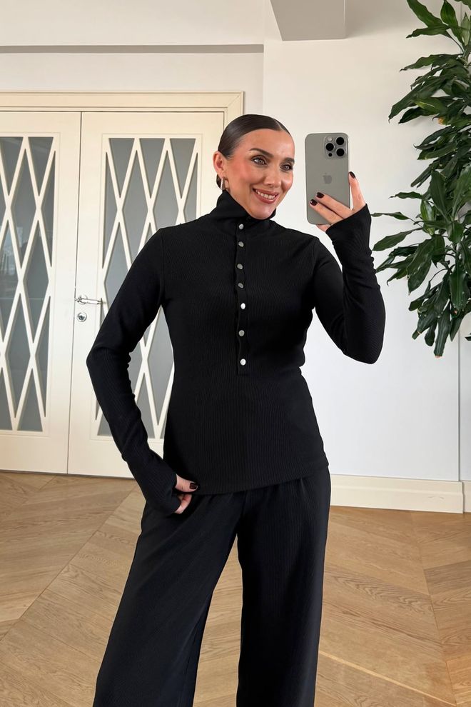 Tuba Black Casual Elegant Slim Fit Cardigan Wholesale Clothing Lounge