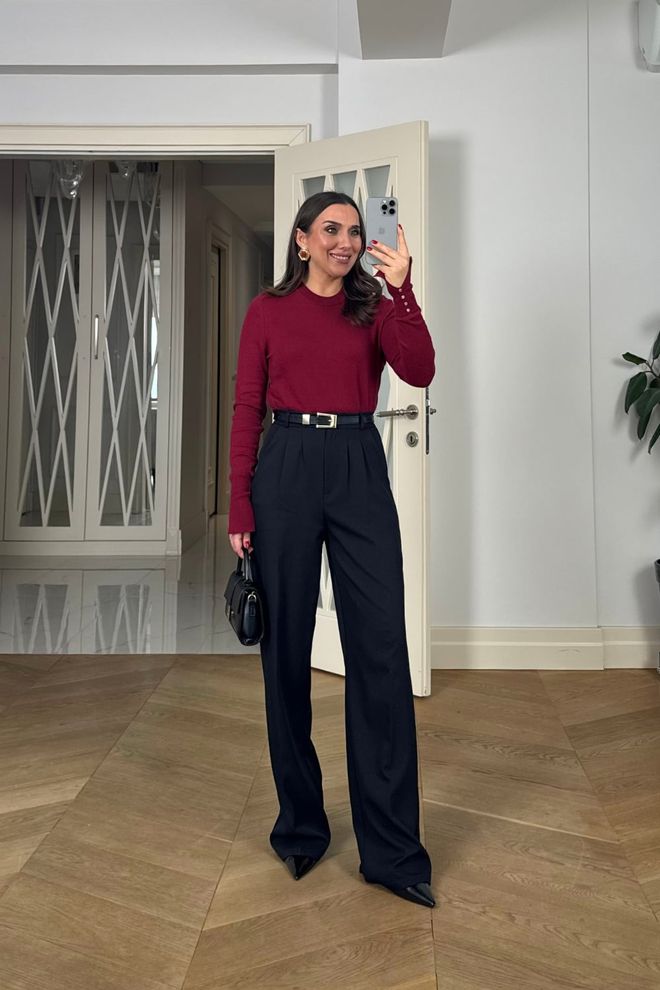 Tuba Black Elegant Tapered Carrot Pants Wholesale Clothing Spring