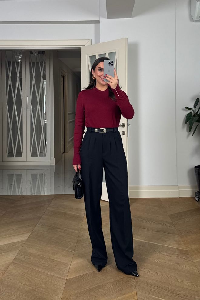 Tuba Black Elegant Tapered Carrot Pants Wholesale Clothing 1