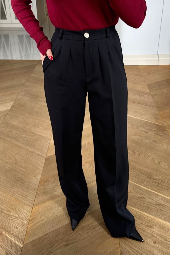 Tuba Black Elegant Tapered Carrot Pants Wholesale Clothing Lounge