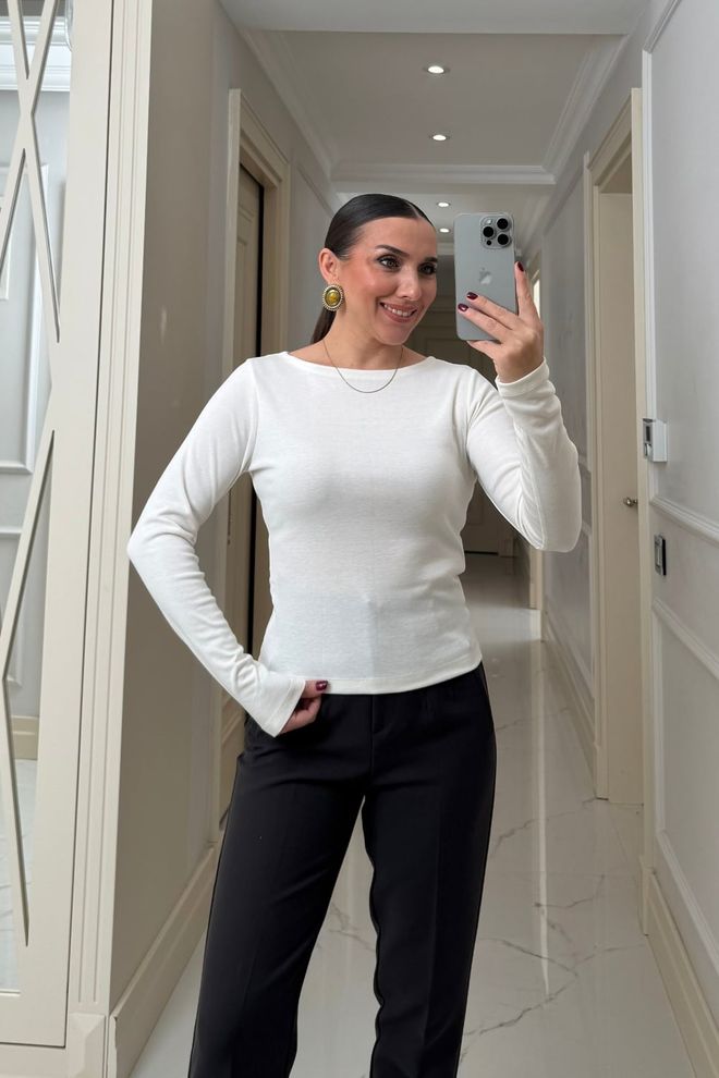 Tuba Gilet Blanc Élégant Ajusté Avec Col Bateau Vêtements en gros Modeste