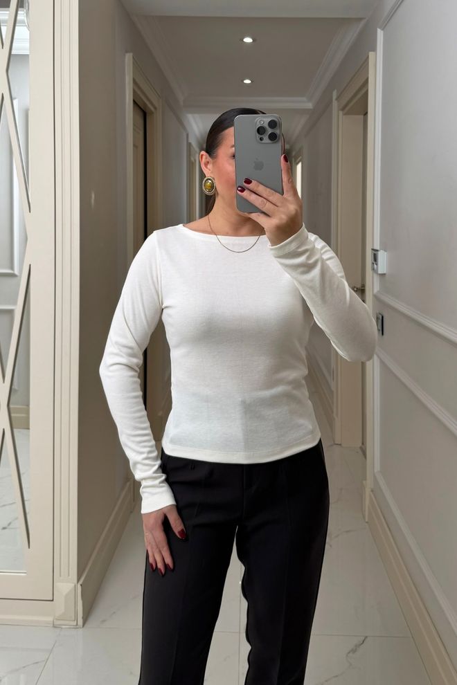 Tuba White Elegant Fitted Cardigan With Boat Neck Wholesale Clothing 1