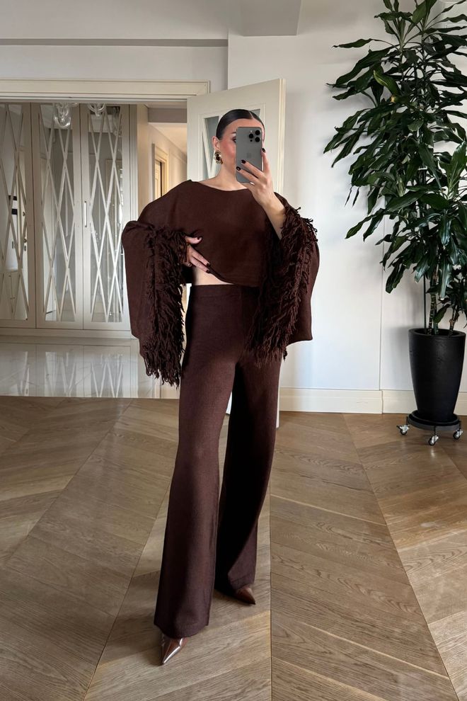 Tuba Brown Elegant Casual Palazzo Pants Wholesale Clothing Lounge