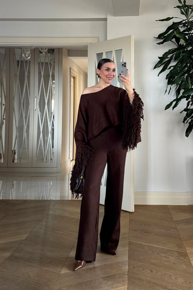 Tuba Brown Elegant Casual Palazzo Pants Wholesale Clothing Casual