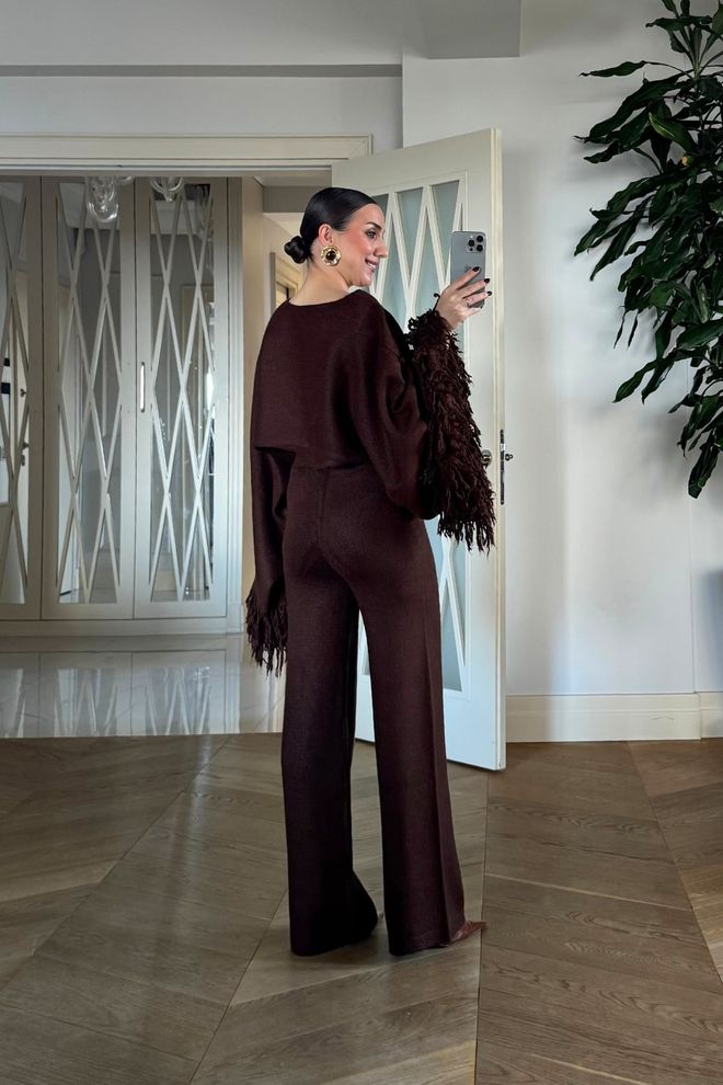 Tuba Brown Elegant Casual Palazzo Pants Wholesale Clothing Fall