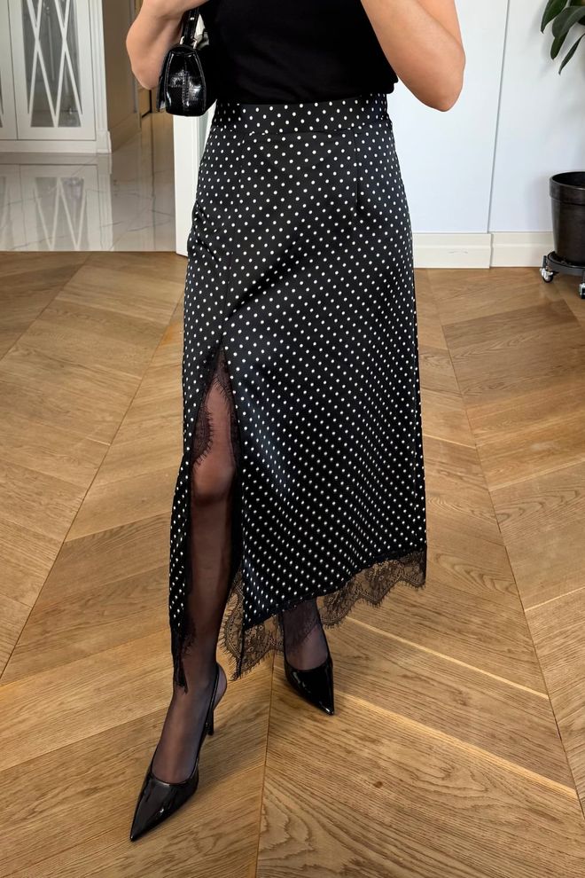 Tuba Black Elegant High Waist Maxi Slit Skirt Wholesale Clothing Sexy