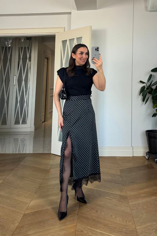 Tuba Falda Negra Elegante Maxi Con Abertura Y Cintura Alta Ropa al por mayor Antiguo