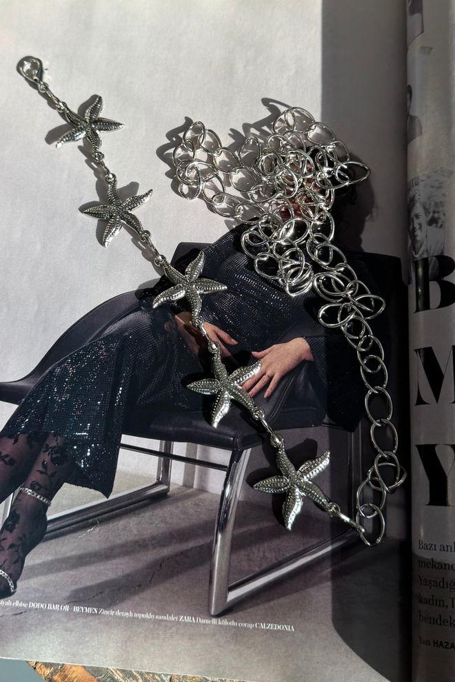 Tuba Dámsky Opasok Star Detailed Chain Strieborný Veľkoobchod s oblečením 0