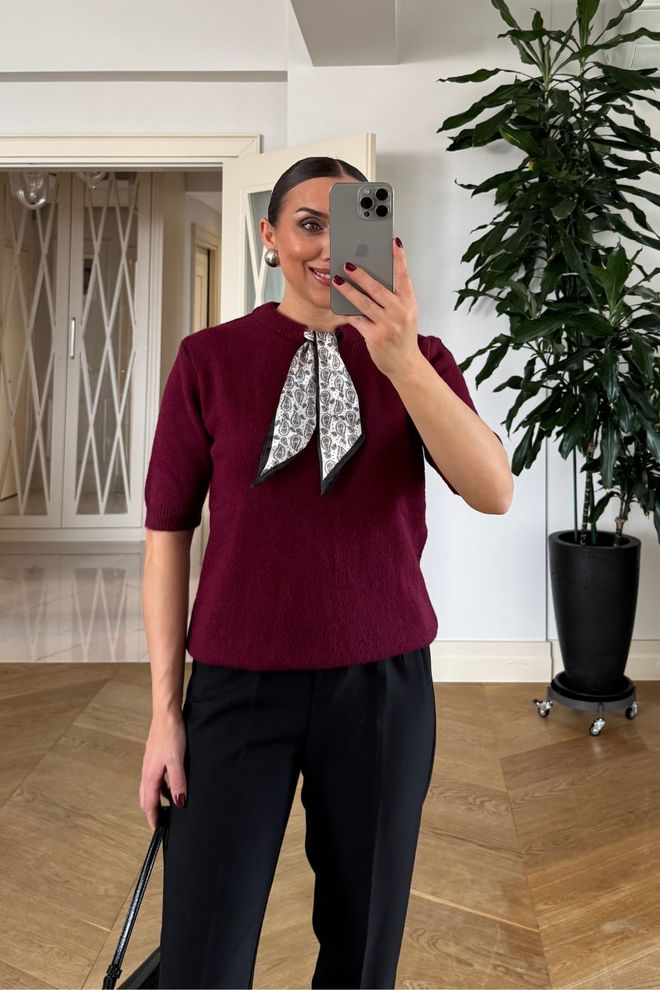 Tuba Claret Red Cardigan Elegant Formal Casual Style Wholesale Clothing Modest