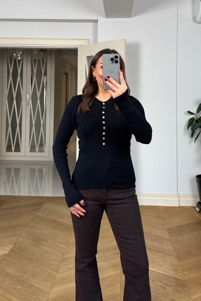 Tuba Black Sweater Slim Fit Casual Elegant Preppy Wholesale Clothing Preppy