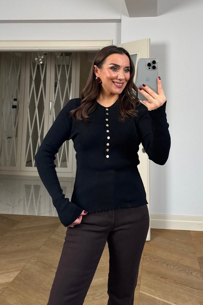 Tuba Black Sweater Slim Fit Casual Elegant Preppy Wholesale Clothing Lounge