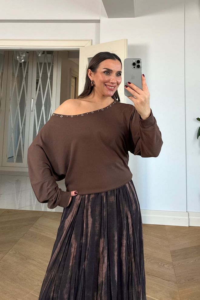 Tuba Brown Casual Sexy Elegant Shirt Wholesale Clothing 5