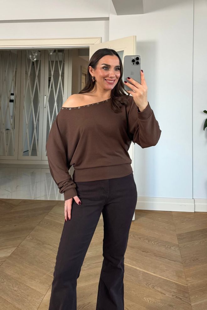 Tuba Brown Casual Sexy Elegant Shirt Wholesale Clothing Spring