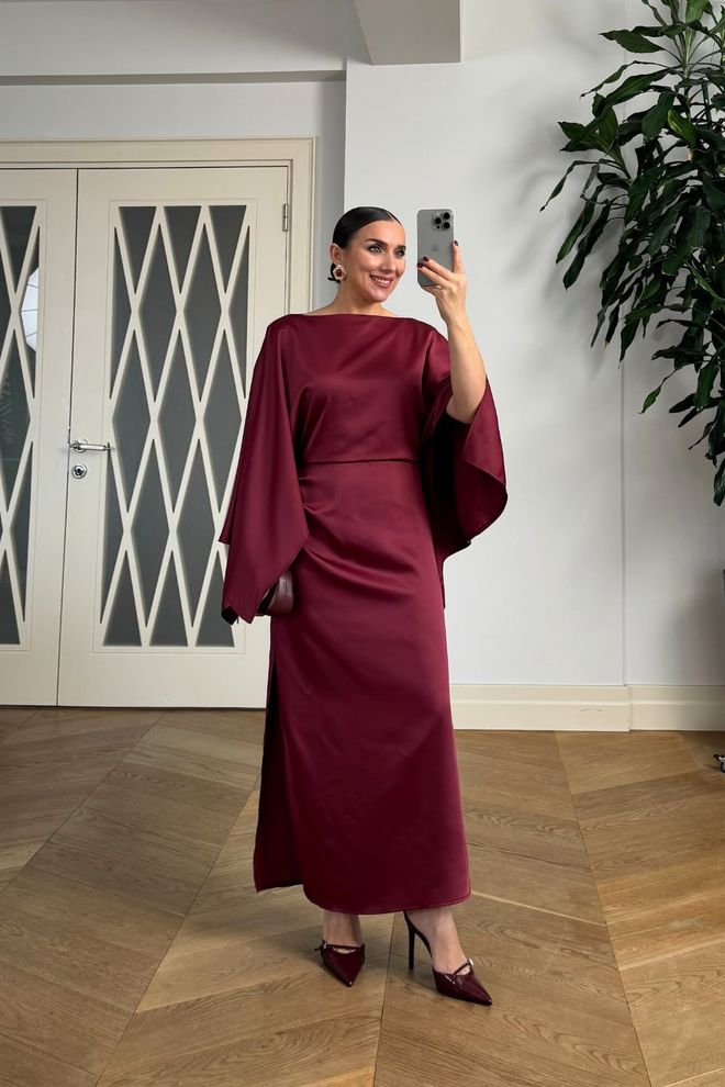 Tuba Claret Red Elegant Sheath Dress Wholesale Clothing Spring