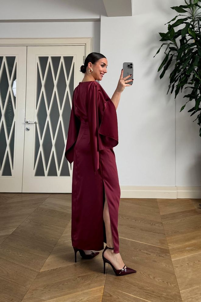 Tuba Claret Red Elegant Sheath Dress Wholesale Clothing Elegant