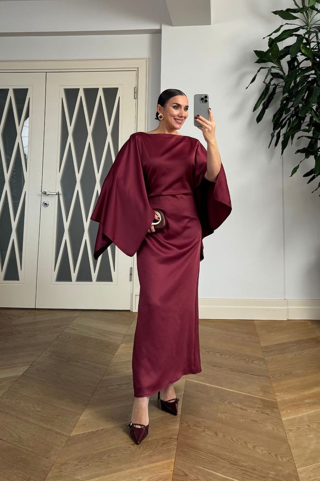 Tuba Claret Red Elegant Sheath Dress Wholesale Clothing 5