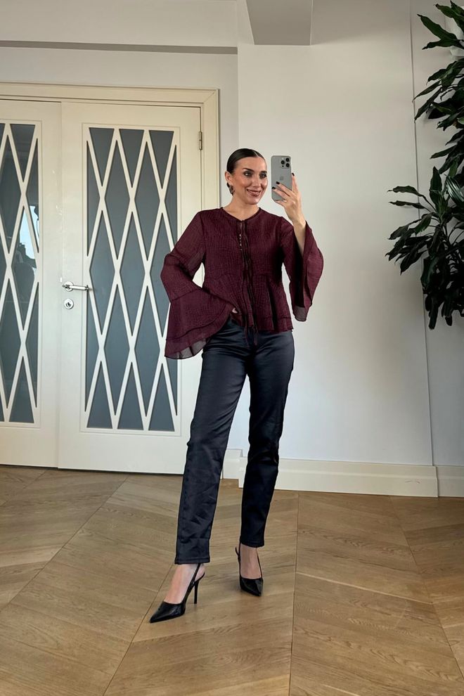 Tuba Claret Red Elegant Blouse Wholesale Clothing 1