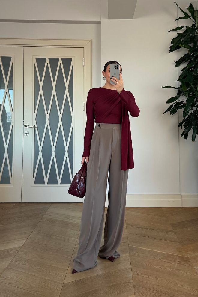 Tuba Beige Palazzo Pants Wholesale Clothing 1