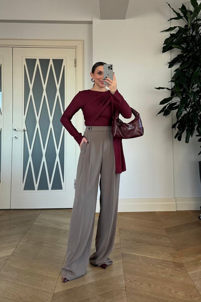 Tuba Beige Palazzo Pants Wholesale Clothing Work