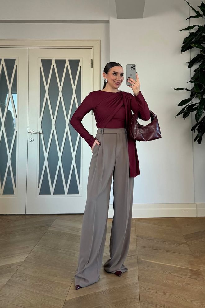 Tuba Beige Palazzo Pants Wholesale Clothing Spring