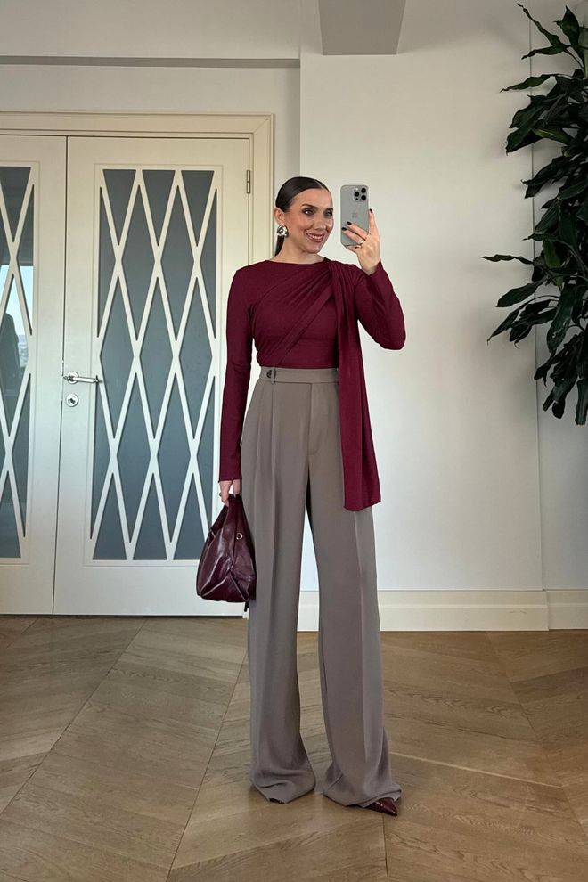 Tuba Beige Palazzo Pants Wholesale Clothing Casual