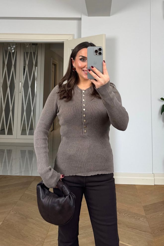 Tuba Brown Slim Fit Casual Elegant Sweater Wholesale Clothing Elegant